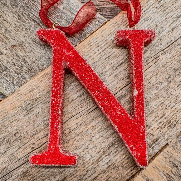 Pottery Barn NOEL Merlot Sugar Coated Christmas Letter Ornaments, Original Box - Picture 6 of 10